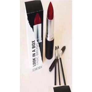 Pinceaux de maquillage Marque de maquillage Look dans une boîte Pinceau de base 4Pcsset Pinceaux avec grand support de forme de rouge à lèvres Outils Bon article Wood7169693 D Dh1Ya