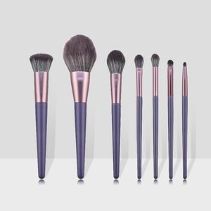 Pinceaux de maquillage pour femmes, ensemble de 7 pièces violets, brosse de beauté pour Blush, poudre pour saisir le visage, solide, Portable