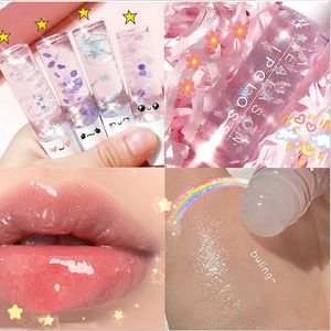 Diseño de aceite de labios de lujo bálsamo para labios Glimmer Base blanca nacarada transparente Hidratante 4ML Ball Rolling Makeup