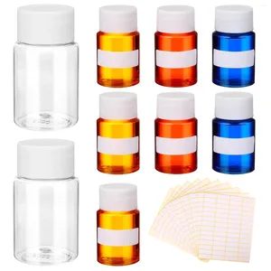 Esponjas de maquillaje 10 unids Botellas transparentes 30 ml Tipo de boca ancha Contenedores vacíos con etiquetas para almacenar polvo sólido líquido