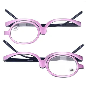 Esponjas de maquillaje gafas cosméticas lentes resistentes a los arañazos marco púrpura conveniente abatible hacia abajo amigable con la piel con estuche para mujeres