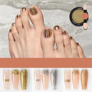 Esponjas de maquillaje, polvo con purpurina, esmalte de Gel, diseño de uñas, arte de uñas, accesorios de 6 colores, espejo, pigmento reflectante para manicura