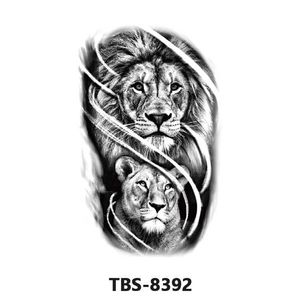 Autocollants de maquillage, nouveau tatouage pour hommes, personnalité tendance, demi-bras, loup, tigre, Lion, fleur noire et blanche