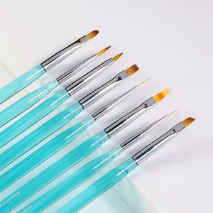 Herramientas de maquillaje 8pcs Blue Rod Carving Drawing Pen Acrílico UV Gel Painting Nail Line Pen Crystal Light Therapy Line Extend Brush Manicure Tool 221024
