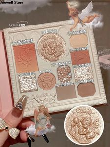 Outils de maquillage Angel Relief Eye Shadow Plate Blush Highlight Palette Glitter Pearly High Gloss Magazine Lait Thé Couleur Terre 230314