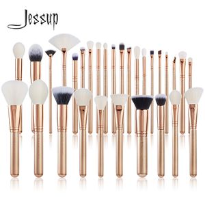 Herramientas de maquillaje Jessup Brushes Set 15 30pcs Brush Polvo sintético Base Mezcla Sombra de ojos Delineador de ojos Golden T400 230303