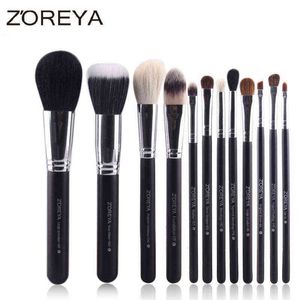 Herramientas de maquillaje Marca Zoreya 12 piezas Juego de cepillo suave de pelo de cabra natural Juego de cepillos de maquillaje profesional Fibra de lana Animal Wholesale220422