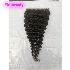 Cheveux humains malaisiens 5X5 dentelle fermeture vague profonde crépus bouclés eau bouclés vague lâche haut fermetures gratuit trois partie centrale