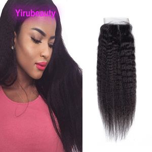 Malaisien Indien Cheveux Humains 4X4 Dentelle Fermeture 10-22 pouces 5 Pcs/lot Partie Libre Yirubeauty Top Fermetures Quatre Par Quatre Couleur Naturelle En Gros