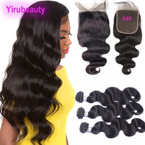 Malaysian Virgin Hair 3 Bundles with 6x6 Lace Closer Body Wave Hoil Hair Tofts with Closers Middle Three Free Part Punddle 10-28 