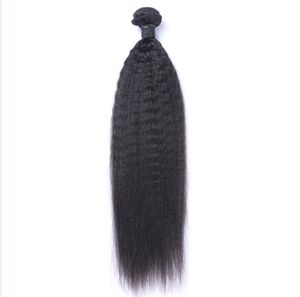 El cabello humano virgen de Malasia Yaki Kinky Straight Sin procesar Remy Hair teje tramas dobles 100 g / paquete 1 paquete / lote se puede teñir blanquear
