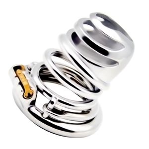 Dispositif de Cage de ceinture de chasteté en acier inoxydable pour hommes, avec cathéter urétral, anneau à pointes, jouets sexuels BDSM 07B