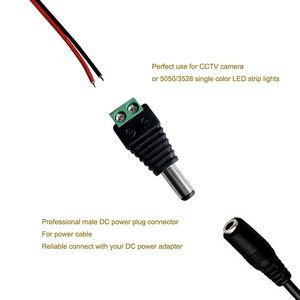 Connecteur de câble de câble d'alimentation mâle mâle Connecteur de câble de câble de 5,5 mm x 2,1 mm Adaptateur de bougie d'alimentation pour la bande LED CCTV CAME DE SÉCURITÉ DVR