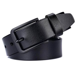 Cinturón de cuero genuino para hombre Diseño de marca de moda clásica Hebilla de pin de lujo Hombre de cuero de vaca marrón negro
