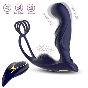 Vibrateur de Massage de la Prostate pour homme, Plug Anal en Silicone, masseur étanche, stimulateur, retarde les fesses, anneau d'éjaculation pour hommes