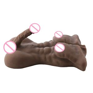 Muñeca sexual masculina para mujeres con consolador realista Muñeca sexual Torso Muñeca sexual adulta con pene Polla grande Anal apretado Juguete sexual unisex para mujeres Trío Pareja Diversión sexual (café)