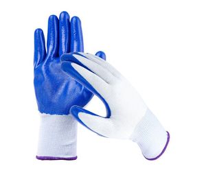 Gants homme site de protection du travail résistant à l'usure travail anti-dérapant imperméable en caoutchouc ligne blanche gants en gros