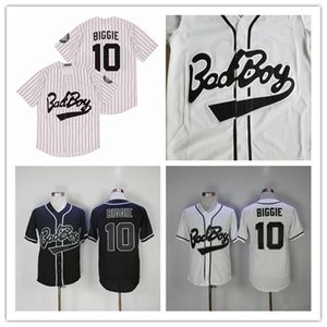 Homme célèbre Film Baseball Badboy Bad Boy 10 Biggie Smalls maillots cousus noir blanc Film chemises taille S-XXXL
