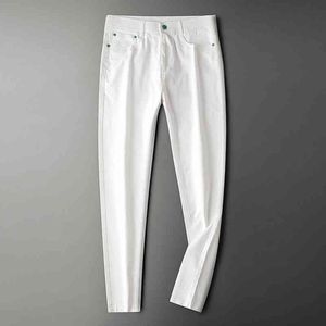 Pantalon homme Woven Back Pocket International Luxury High-end White Jeans Men's Straight Tube Fit Leisure Pants in and high-grade