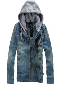 HOMBRE PRIMAVERA 2018 nueva llegada estilo coreano chaqueta de jeans de algodón grueso hombres XXXL XXXXL 5XL chaqueta de mezclilla AZUL con capucha para men1247803
