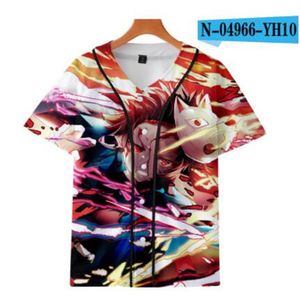 Homme été pas cher T-shirt Baseball Jersey Anime 3D imprimé respirant T-shirt Hip Hop vêtements en gros 080