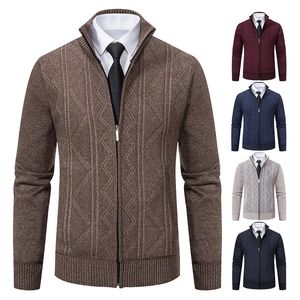 Homme hiver polaire Cardigan veste pull à fermeture éclair Y2K vêtements de luxe marron Jersey décontracté affaires chaud pull Harajuku hommes manteau 240125