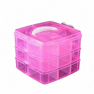 Manucure 3 couche boîte à outils boîte de rangement cosmétique Portable boîte à outils détachable boîte de finition bijoux vente de stockage j54t #