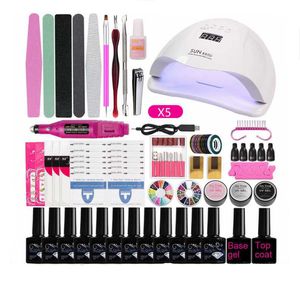 Juego de manicura para uñas con lámpara LED de 24W/36W, taladro eléctrico para uñas, Kit de esmalte de uñas en Gel, herramientas artísticas para uñas, juego de uñas de la mejor calidad