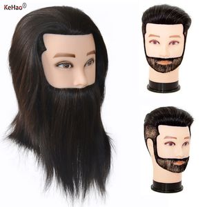 Cabezas de maniquí Cabeza de maniquí masculino con cabello humano 100% Remy Negro para práctica Peluquería Cosmetología Entrenamiento Cabeza de muñeca para peinado 230529