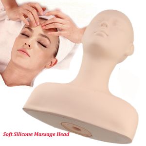 Soft Silicone Massage Cosmetology Makeup Practice Training Mannequin Head with Shoulder Bone Model Head Practice Tool