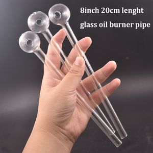 Fabrication de tuyaux en verre de 20 cm Dab paille Pyrex barboteur tuyau de brûleur à mazout tube à ongles pour narguilés plates-formes eau Bong moins cher accepter personnalisé personnalisé