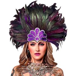 Fabrication pas cher rouge inde coiffure plume d'autruche bandeau Samba carnaval accessoire de Costume