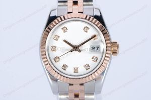 Fabricant de montres asiatiques de haute qualité 2813 bijoux mécaniques automatiques pour dames cadran en diamant blanc de 26 mm bracelet en acier inoxydable en or rose montre exquise