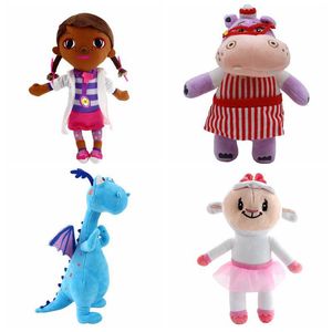 Los fabricantes venden al por mayor 4 estilos de Doc McStuffins juguetes de peluche hipopótamo dinosaurio ovejas animales de peluche dibujos animados que rodean muñecas para regalos de niños