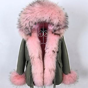 Maomaokong Fur Parka Winter Women Veste avec Fox Fur Women Parkas Real Fur Coat Natural Ratcoon Col à capuche Couvrained 231221