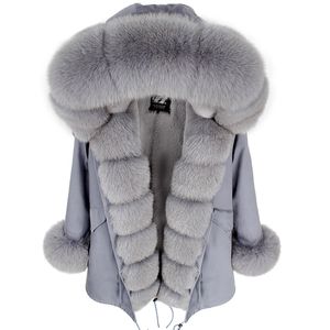 Maomaokong invierno mujer abrigo chaquetas negras outwear parkas gruesas piel real natural chaqueta de mujer 211018