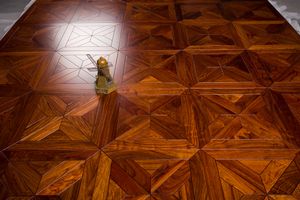African Kosso Wood Floor Tile - Engineered Parquet Wallpaper for Ceramic Effect Decor