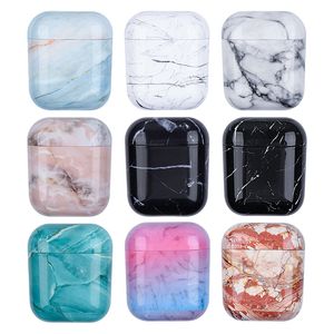 Accessoires pour écouteurs Étuis à motifs en marbre pour Apple Airpods 1 2 d'origine Housse mignonne Air Pods Shell Sleeve