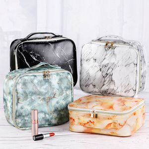 Marbling Makeup Cosmetic Zipper Bag Mode Voyage Poratble Wash Bags Sac à main PU Multi-Function Storage Bags 8styles RRA1690