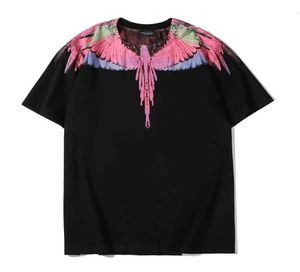 Marcelo Tee Shirts Burlon 20SS Hip Hop High Street Fashion Fashion Fashion Feather Water Drop Wings Pure Algody Manga Shirt para 3491289