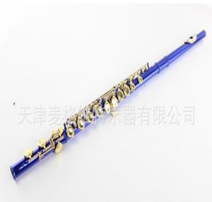 MARGEWATE 16 hoyos cerrado C Tune concierto instrumentos musicales flauta cuerpo de cuproníquel flauta de superficie azul única con llave E y estuche9915752