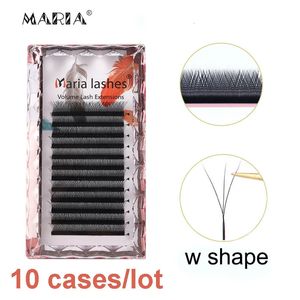 Maria 10 Cas 3d W Label privé en gros en gros des cils russes Clusters Easy Volume Volume Lashes Extension y Mix False Falk Mink Maquillage 240403