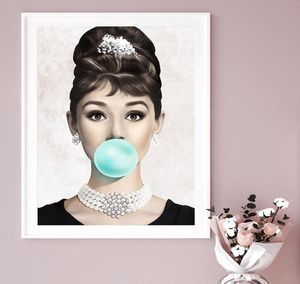 Marilyn Bubble Gum Wall Art Canvas Pintura al óleo Moda Brigitte Bardot Audrey Hepburn Póster Impresiones Cuadros de pared Decoración del hogar 2650325