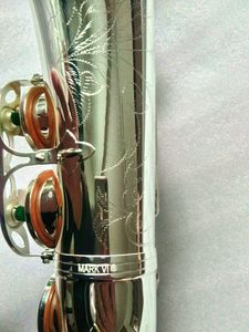 Mark VI Alto Saxophone Silver Plaqué EB E Flat SAX Instrument de musique professionnelle Boutons de perles de laiton avec étuis de roseau