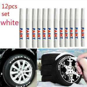 Marcadores 12 unids/set blanco impermeable caucho pintura permanente rotulador neumático de coche pintura de neumáticos ambiental