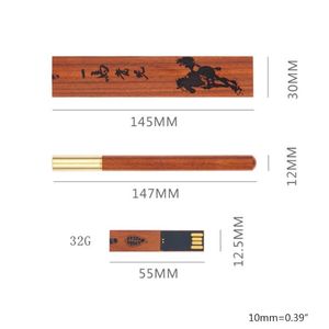 Marcadores 1XCB Conjunto de pluma de firma de madera clásica Kit de pluma de firma de negocios vintage con marcador de madera U Disco Caligrafía Pluma de escritura