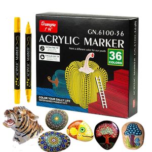 Markers 8436 Colors Acrylic Paint Marker Pens Fine and Dots Tip for Rock Painting Mug Ceramic Glass Wood Fabric Canvas Metal 230825