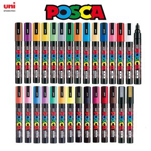 Marqueurs Japon Uni Posca Paint Marker Pen Set PC-1M PC-3M PC-5M PC-8K PC-17K 7 8 12 15 21 24 28 29 Ensemble de couleurs non toxiques à base d'eau 231124