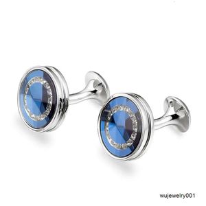 Marlary – boutons de manchette italiens en laiton et pierre bleue pour hommes, cadeaux de Promotion de noël, haute couture, vente en gros, sur mesure