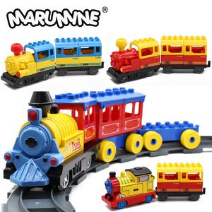 Marumine Batterie Duplo Train Blocs Jouets avec Son Léger Briques de Construction Électriques Partie Ferroviaire Brithday Cadeau pour Enfants Q0624